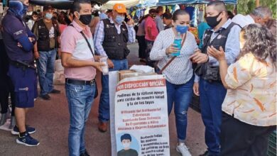 Instalan filtros sanitarios en tianguis de Atotonilco. Foto: Cortesía.