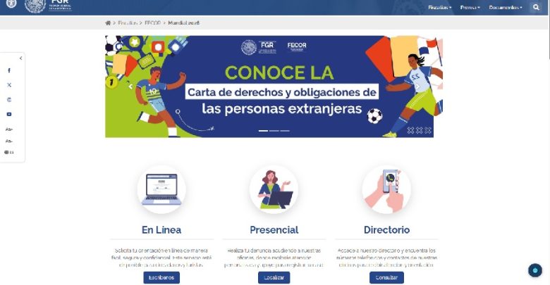 Mundial 2026: FGR lanza micrositio de apoyo a extranjeros. Foto: Captura sitio web,