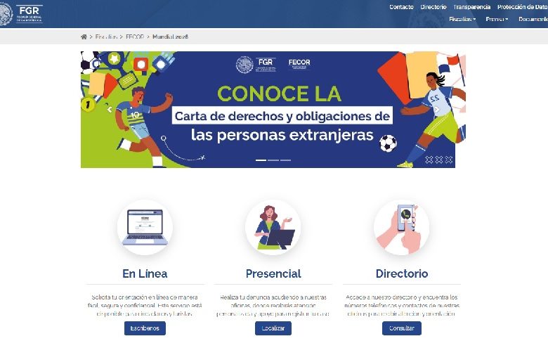 Mundial 2026: FGR lanza micrositio de apoyo a extranjeros. Foto: Captura sitio web,