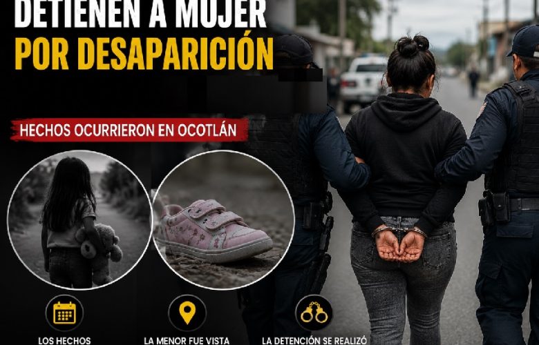 Detienen a implicada en desaparición de una niña en Ocotlán. Foto: Generada con IA con información del comunicado de la FE.
