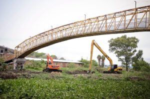 Ocotlán: Retiran lirio y maleza del Río Santiago. Foto: Facebook.